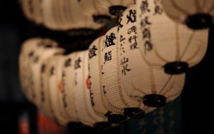 Chinese hanging lanterns with Calligraphy