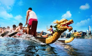 Two Dragon Boats Race