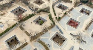 Mosaic of Yaodong Cave Dwellings in China from Sky
