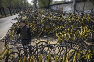 bike-sharing graveyard in China